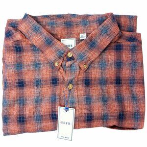 ROWM 3XT Plaid Rust Long Sleeve Button Up Flannel Shirt Tall Man